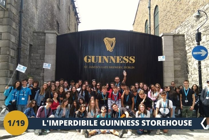 ESCURSIONE DI INTERA GIORNATA: Visiterete la famosa GUINNESS STOREHOUSE  (INGRESSO INCLUSO) , un luogo che vanta oltre 20 milioni di visitatori l'anno! Con i suoi 7 PIANI di intrattenimento e sorprese potrete ripercorrere la storia della birra più rappresentativa d’Irlanda per poi terminare il tour con una panoramica mozzafiato della capitale Dublino. La nota affascinante è che nel 1759, Arthur Guinness firmò un contratto per affittare il birrificio di St James’s Gate a Dublino per 9000 anni al prezzo di 45 sterline l’anno. La giornata proseguirà nei tradizionali quartieri della capitale Dublino!