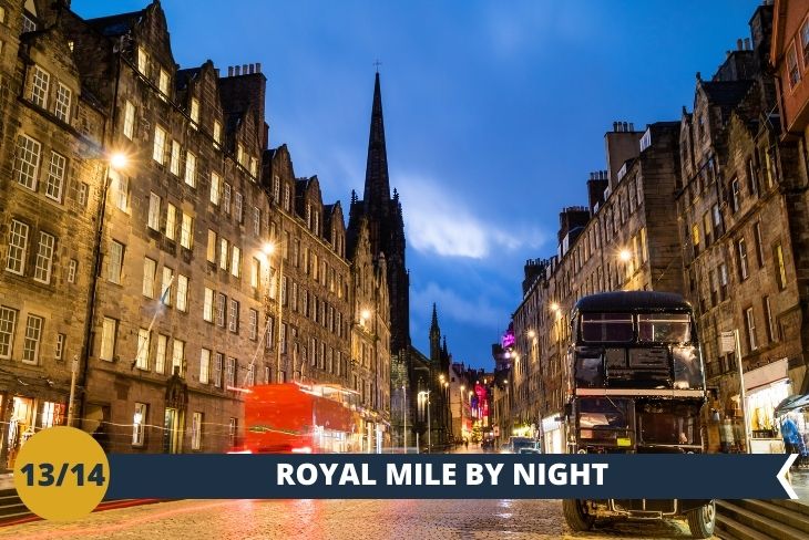 EDINBURGH BY NIGHT Un fantastica serata al centro di Edimburgo per non perdersi tutto quello che questa fantastica città ha da offrire! Ammirerete la famosa Royal Mile al tramonto per uno scenografico ed indimenticabile scenario che vi rimarrà per sempre nel cuore.