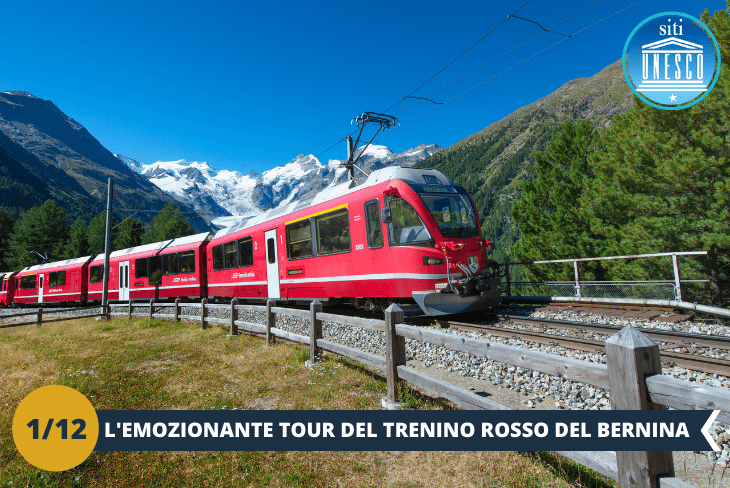 ESCURSIONE DI INTERA GIORNATA  Un emozionante  tour con il fantastico “Trenino del Bernina”, il treno più alto d’Europa! Il Trenino Rosso, così soprannominato dal colore fiammante dei suoi vagoni, è un gioiello che appartiene alla Ferrovia Retica, e dal 2008 è diventato PATRIMONIO MONDIALE UNESCO. Noto anche come Bernina Express in quanto scala le Alpi senza l’uso della cremagliera, è conosciuto in tutto il mondo per il suo indimenticabile viaggio nelle incontaminate valli alpine! Partiremo dal capolinea italiano, Tirano, alla rinomata località svizzera dell’Engadina, St.Moritz (ticket di andata incluso), dove avremo modo di scendere e goderci la cittadina assieme allo shopping più esclusivo. La giornata terminerà con una fantastica cena lungo la strada del ritorno!