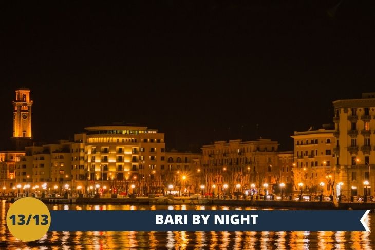 BARI BY NIGHT: una incantevole serata a Bari, per ammirare una città che dal tramonto regala scorci indelebili di una città da sempre legata al mare con la sua fortezza ed il suo splendido lungomare.
