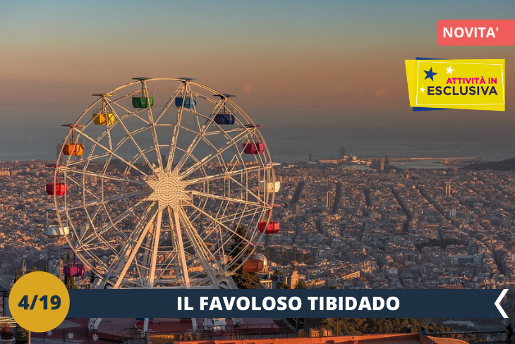 ESCURSIONE DI INTERA GIORNATA Tibidabo park: saremo i protagonisti nel più antico parco divertimenti della Sapgna, posizionato a circa 500 metri di altitudine. È famoso anche per la vista mozzafiato sulla città di Barcellona e per le sue attrazioni