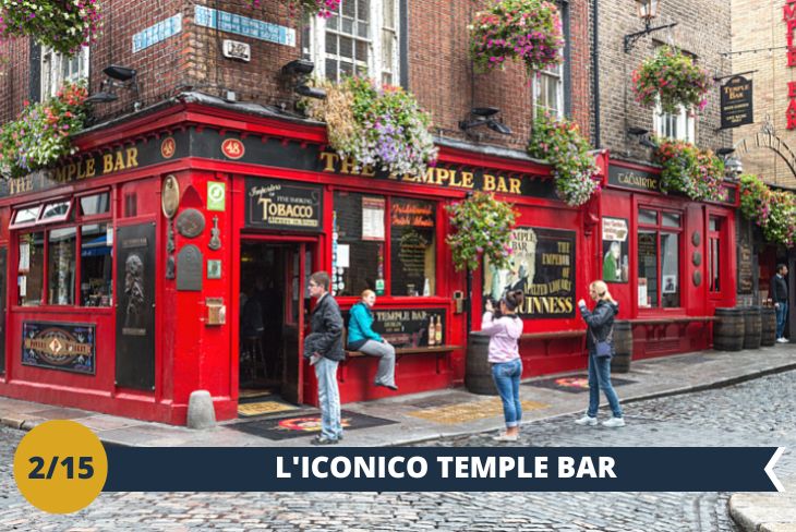 LA VIVACE TEMPLE BAR: situata sulla riva sud del fiume Liffey, è una delle zone più antiche di Dublino. Le sue stradine acciottolate conservano la più pura essenza della città e costituiscono il maggior centro culturale di Dublino. Qui si incontrano arte, musica e divertimento. Temple bar è il quartiere perfetto per immergersi nella MAGICA ATMOSFERA IRLANDESE! (escursione di mezza giornata)