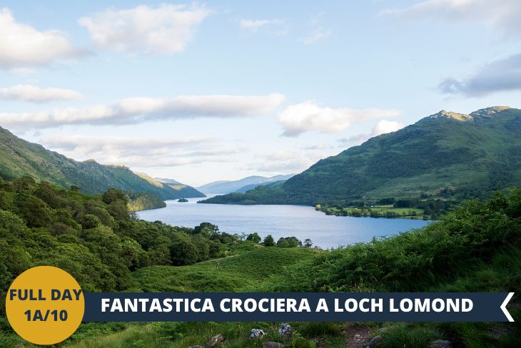 ESCURSIONE DI INTERA GIORNATA : LOCH LOMOND con crociera (INGRESSO INCLUSO), il Loch Lomond è il più grande Lago del Regno Unito e lo attraverseremo in una fantastica MINI CROCIERA. Il lago, uno dei luoghi più visitati di tutta la Scozia, offre dei paesaggi unici al mondo, tra isole e montagne di oltre 1000 metri che lo circondano. Un paesaggio incontaminato e favoloso.