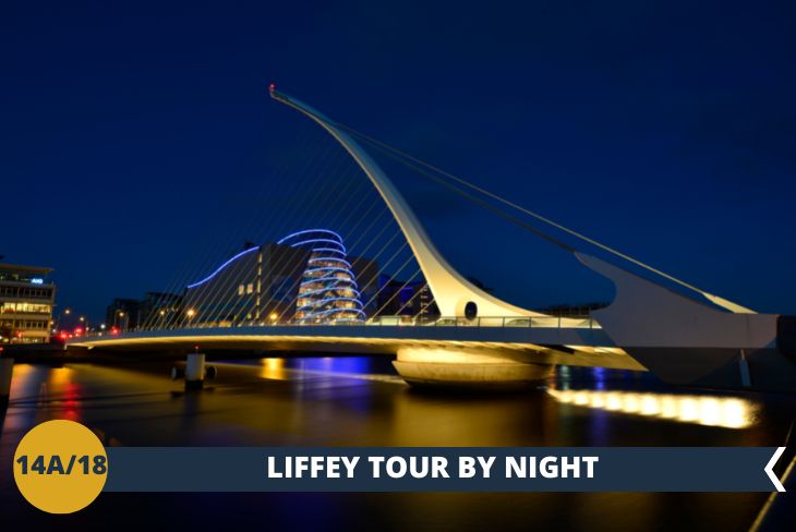 LIFFEY TOUR: Un walking tour serale vi condurrà in una delle aree più moderne della capitale. Percorrerete il fiume Leffey e attraverserete l’iconico SAMUEL BECKETT BRIDGE, che con la sua forma ad arpa, è un tratto inconfondibile dello SKYLINE DUBLINESE.