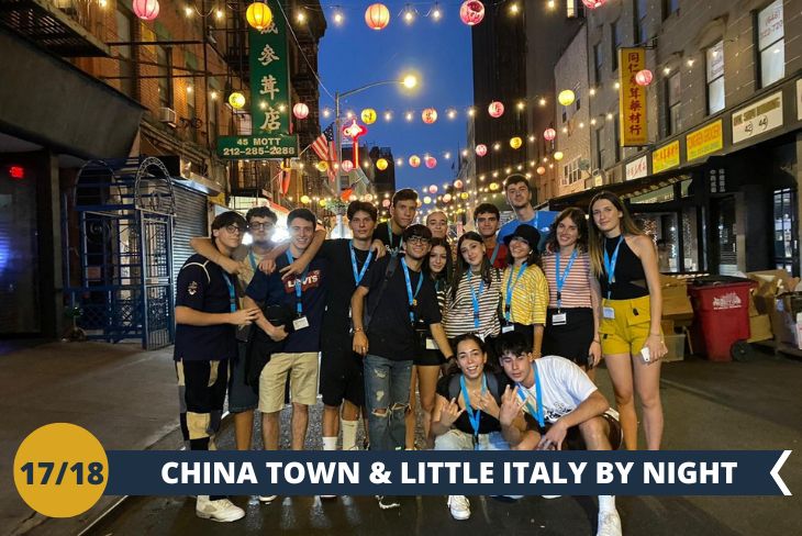 NEW YORK BY NIGHT: Passeggiata serale alla scoperta dei quartieri Little Italy e China Town.