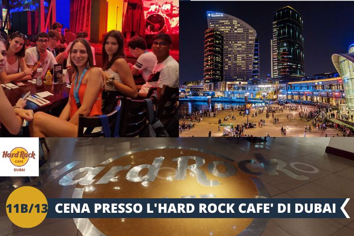 A seguire, è previsto del tempo per lo shopping presso il Festival City Center per poi terminare la serata con una gustosa cena presso l’imperdibile all'Hard Rock Cafè di Dubai! (Escursione di mezza giornata)