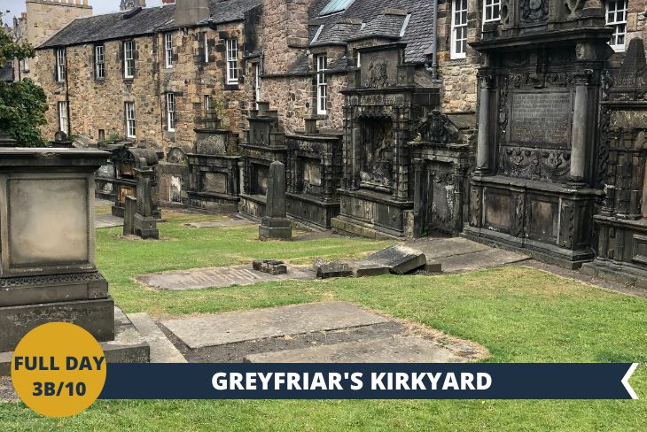 ESCURSIONE DI INTERA GIORNATA a EDIMBURGO, visita al GREYFRIAR'S KIRKYARD, uno dei cimiteri monumentali di Edimburgo, è stato costruito nel 1561-1562, ospita alcuni personaggi illustri della cultura scozzese ma anche del mondo di Harry Potter, al suo interno possiamo trovare alcune delle tombe dei personaggi dei romanzi della J.K Rowling. Ma non solo, tanti misteri aleggiano attorno a questo luogo, li scopriremo tutti durante la nostra visita.
