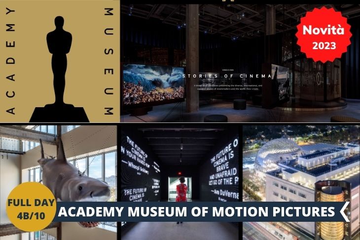 ESCURSIONE DI INTERA GIORNATA: HOLLYWOOD & ACADEMY MUSEUM. Si procederà di seguito con la visita del ACADEMY MUSEUM OF MOTION PICTURES (INGRESSO INCLUSO). Un nuovissimo museo all’interno di un edificio progettato da Renzo Piano, che racconta la storia del cinema con una ricchissima collezione di opere: milioni di foto, 200mila tra film e video, poster, cimeli e pezzi d’arte di ogni genere. Dall’astronave di 2001: Odissea nello spazio, alla macchina da scrivere di Alfred Hitchcock per scrivere Psycho, i robottini di Star Wars e un'infinità di costumi bellissimi.