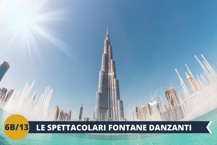 Infine ammireremo una delle principali attrazioni di Dubai, lo SPETTACOLO DELLE FONTANE DANZANTI che si svolge più volte al giorno sul lago artificiale ai piedi del Burj Khalifa, il grattacielo più alto del mondo…un'esperienza che vi toglierà il fiato! (Escursione di mezza giornata)