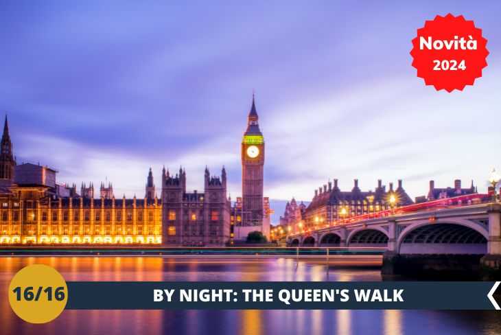 NOVITA’ 2024! LONDON BY NIGHT: the Queen’s Walk! Un'esperienza magica lungo le rive del Tamigi! Sì, siete pronti a immergervi nella vista notturna di Westminster e del maestoso Big Ben? Questa passeggiata è una vera delizia per gli occhi! Potrete ammirare l'iconico skyline di Westminster che si illumina quando cala la notte, mentre il maestoso Big Ben si erge nella sua bellezza illuminata.