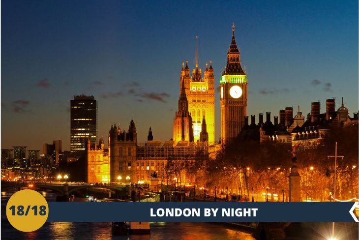 LONDON BY NIGHT: the Queen’s Walk! Un'esperienza magica lungo le rive del Tamigi! Sì, siete pronti a immergervi nella vista notturna di Westminster e del maestoso Big Ben? Questa passeggiata è una vera delizia per gli occhi! Potrete ammirare l'iconico skyline di Westminster che si illumina quando cala la notte, mentre il maestoso Big Ben si erge nella sua bellezza illuminata.