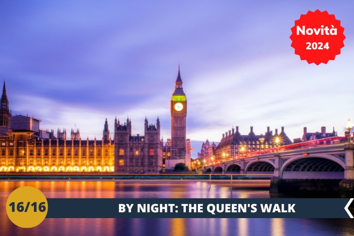 NOVITA’ 2024! LONDON BY NIGHT: the Queen’s Walk! Un'esperienza magica lungo le rive del Tamigi! Siete pronti a immergervi nella vista notturna di Westminster e del maestoso Big Ben? Questa passeggiata è una vera delizia per gli occhi! Potrete ammirare l'iconico skyline di Westminster che si illumina quando cala la notte, mentre il magnifico Big Ben si erge nella sua bellezza illuminata.