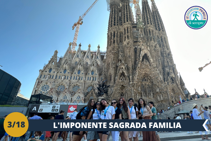 La SAGRADA FAMILIA  (INGRESSO INCLUSO): è uno dei monumenti più visitati della Spagna, maestosa basilica realizzata dal genio di Antoni Gaudí è ancora oggi in fase di completamento. Imponente, impressionante ed imperdibile! (escursione di mezza giornata)