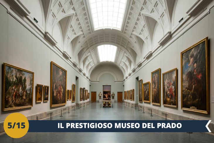 Situato nel cuore di Madrid, il Museo del Prado (INGRESSO INCLUSO) è considerato uno dei più importanti musei d'arte al mondo. Inaugurato nel 1819, ospita una collezione straordinaria che racconta lo sviluppo della pittura europea dal XII al XIX secolo. I capolavori del Rinascimento italiano sono rappresentati da autori come Botticelli, Caravaggio, Raffaello e Tiziano. Ma è nella pittura spagnola che il Prado brilla, con opere fondamentali di Goya e Velázquez. Imperdibili anche i maestri nordeuropei come Bosh, Rembrandt e Rubens. Con oltre 8.600 dipinti, sculture e disegni esposti, una visita al Prado è un'immersione totale nella bellezza e nella storia dell'arte. (escursione di mezza giornata)