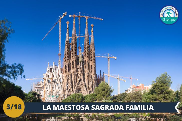 La SAGRADA FAMILIA  (INGRESSO INCLUSO): è uno dei monumenti più visitati della Spagna, maestosa basilica realizzata dal genio di Antoni Gaudí è ancora oggi in fase di completamento. Imponente,impressionante ed imperdibile! (escursione di mezza giornata)
